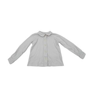 Lands End White Long Sleeve Peter Pan Collar Button Up Shirt Size 4 Girl’s